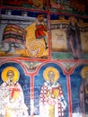 Painted walss in Moldovita Monastery, Moldavia, Romania